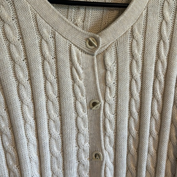 All:row Women's Cream Cable Knit Sofia cardigan Sweater cute cozy size large - Picture 4 of 9